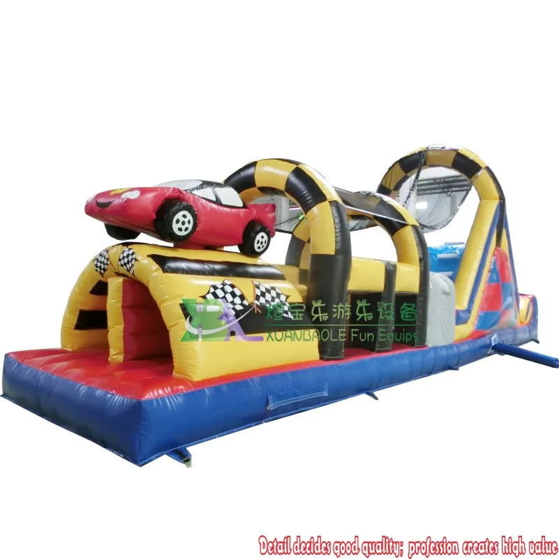 0.55mm PVC Tarps Popular Toy Car Racing Inflatable Obstacle Course Inflatable Fun City Jumper Game