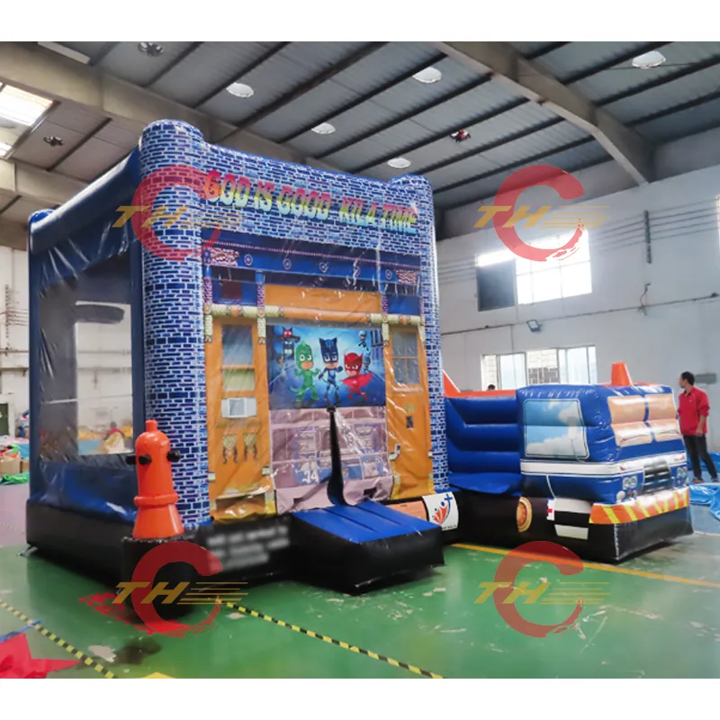 5X4.5m Fire Truck Inflatable Bounce House Slide Combos