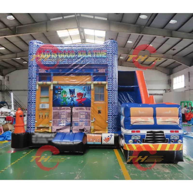 5X4.5m Fire Truck Inflatable Bounce House Slide Combos
