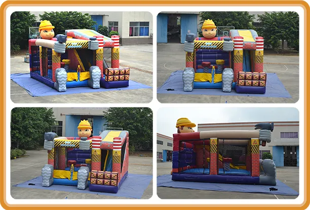 Aoqi Hard-Wearing Quality Fantastic Big Inflatable Builders Combo