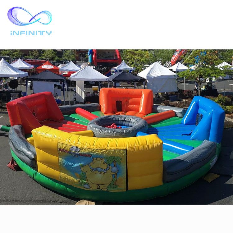 Attractive Inflatable Fun Games Hippo Chow Down Inflatable Game Inflatable Hungry Bungee Running Sport Game