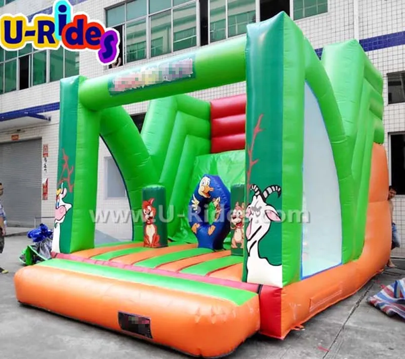 Commercial Animal Zoo Park Inflatable Jumper Bouncy Castle Inflatable Castle With Obstacles