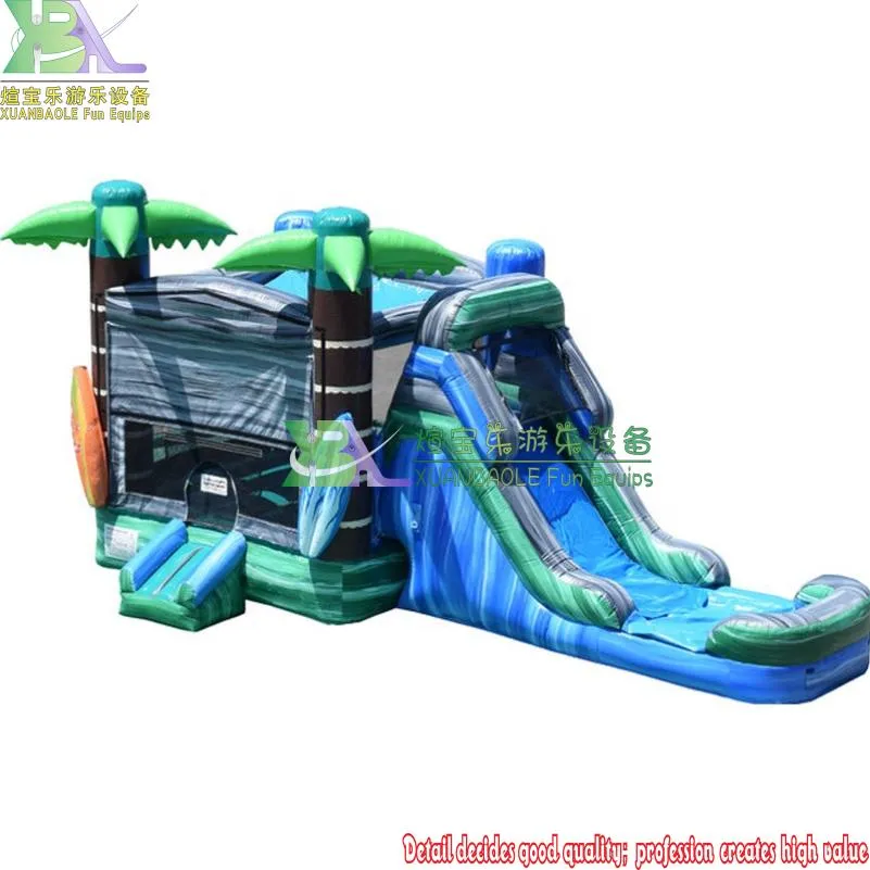 Commercial Grade PVC Inflatable Plam Tree Jumping Bouncy Castle Water Slide Combo for Party Rental