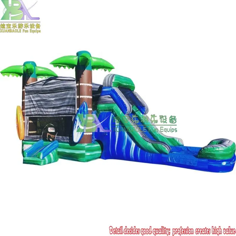 Commercial Grade PVC Inflatable Plam Tree Jumping Bouncy Castle Water Slide Combo for Party Rental