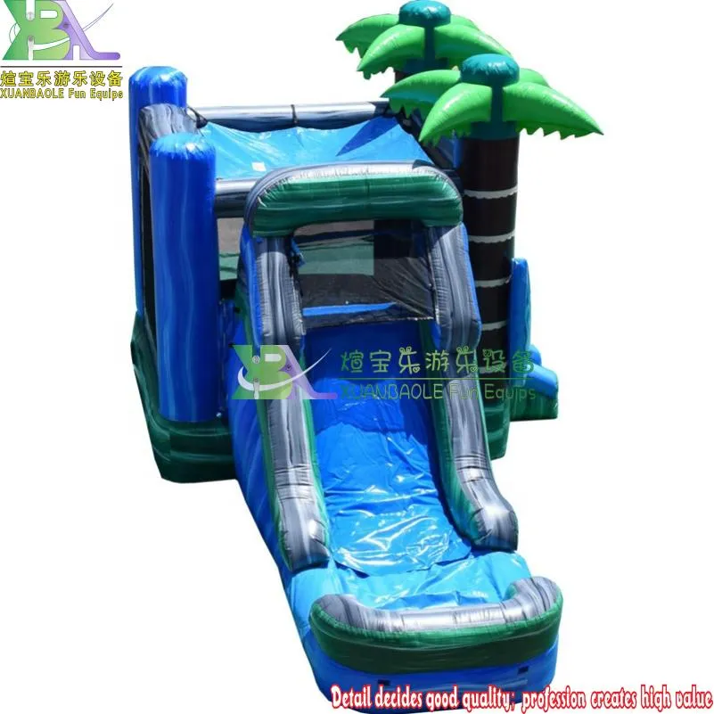 Commercial Grade PVC Inflatable Plam Tree Jumping Bouncy Castle Water Slide Combo for Party Rental