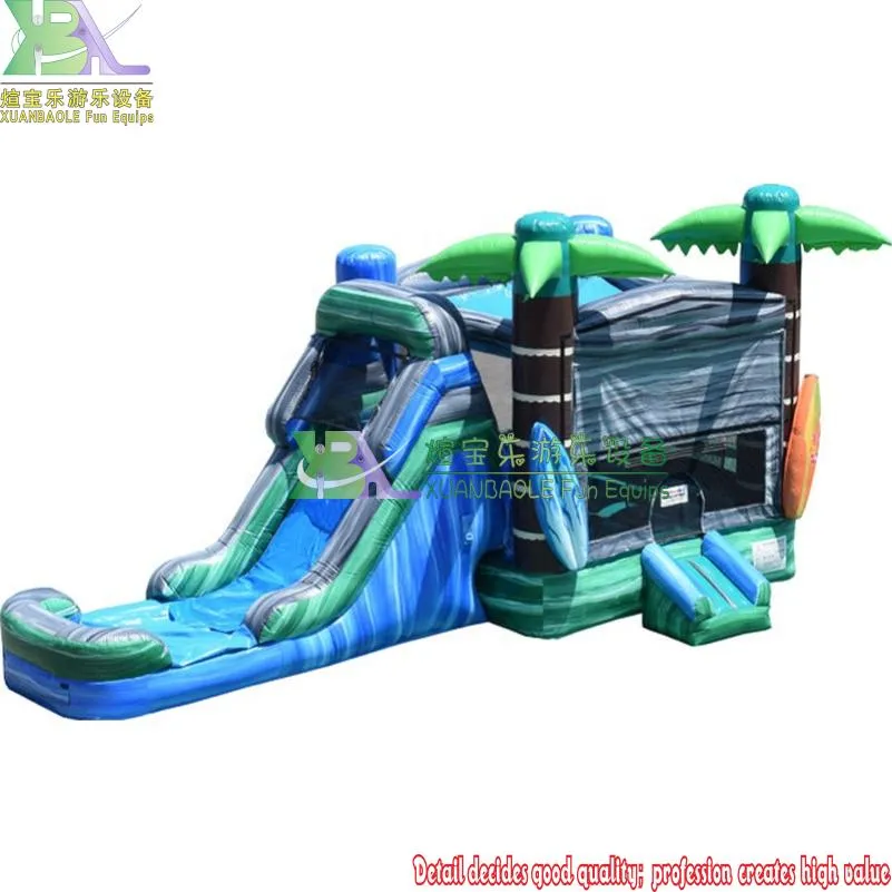 Commercial Grade PVC Inflatable Plam Tree Jumping Bouncy Castle Water Slide Combo for Party Rental