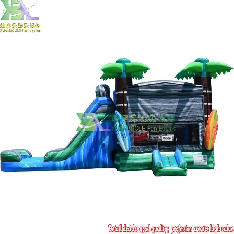 Commercial Grade PVC Inflatable Plam Tree Jumping Bouncy Castle Water Slide Combo for Party Rental