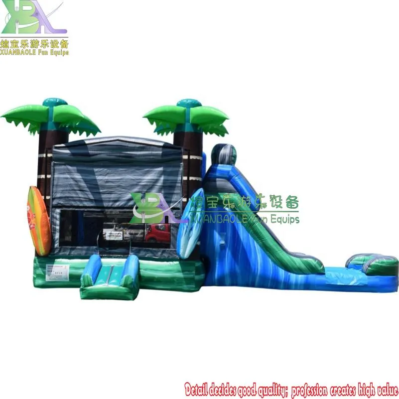 Commercial Grade PVC Inflatable Plam Tree Jumping Bouncy Castle Water Slide Combo for Party Rental