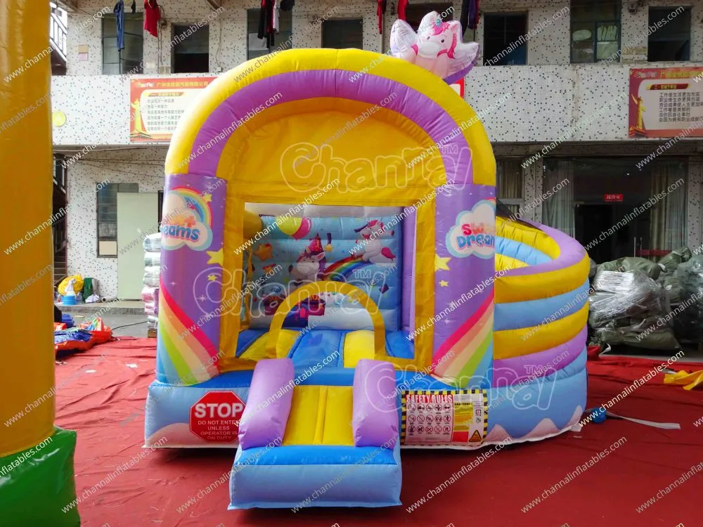 Commercial Outdoor Sweet Dreams Unicorn Inflatable Jumping Castle Combo for Kids Chb1370