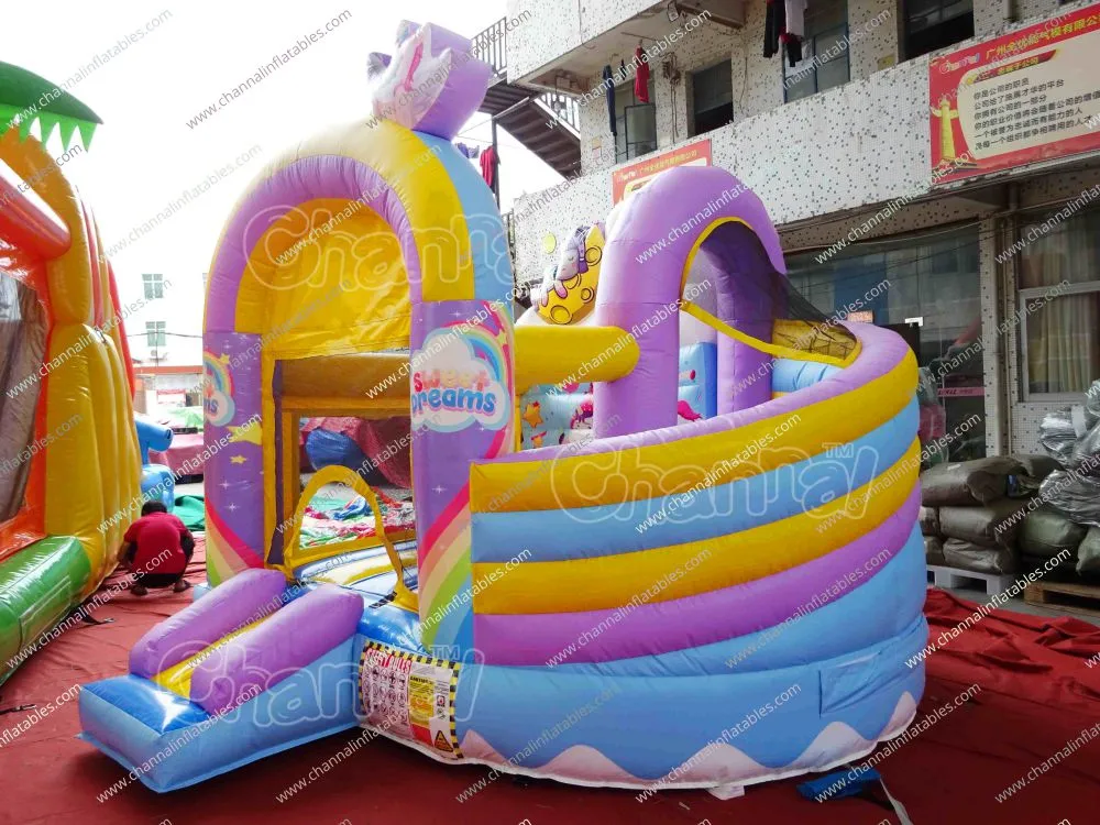 Commercial Outdoor Sweet Dreams Unicorn Inflatable Jumping Castle Combo for Kids Chb1370
