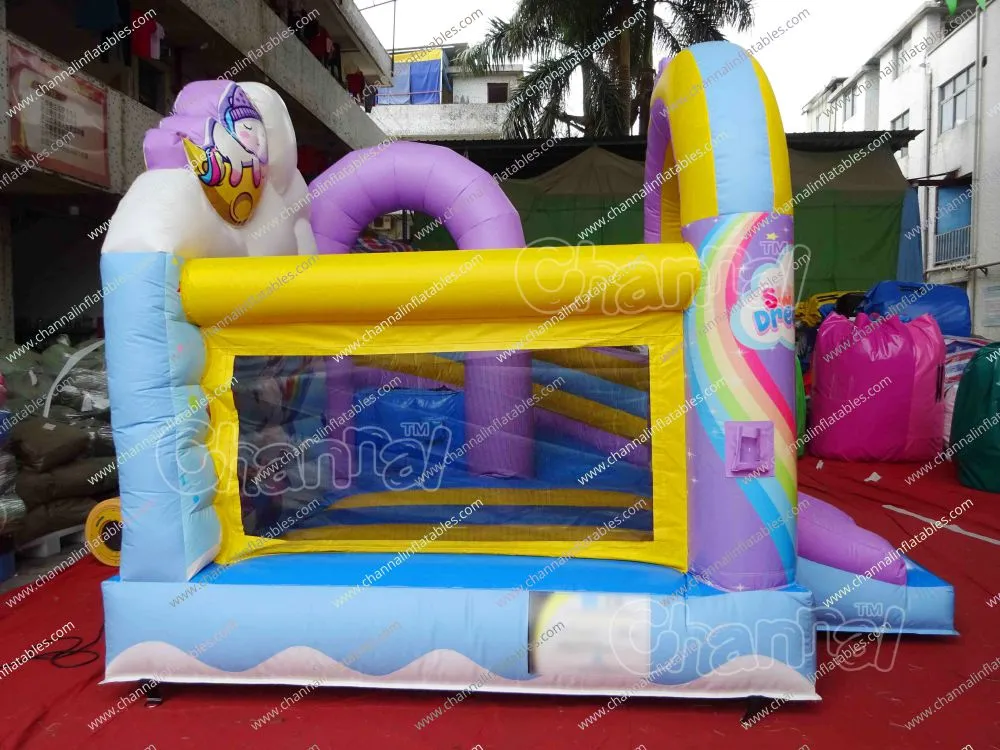 Commercial Outdoor Sweet Dreams Unicorn Inflatable Jumping Castle Combo for Kids Chb1370