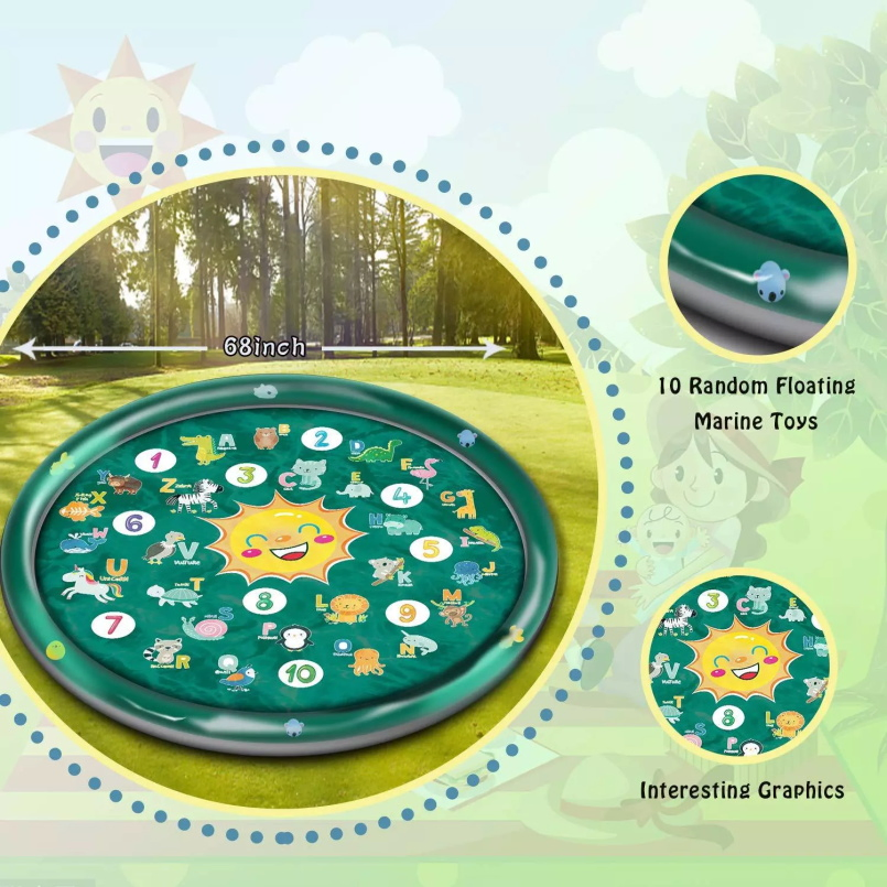 Cross-Border Amazon New Water Spray Mat Children's Lawn Game Mat PVC Inflatable Water Spray Toy Splash Pad Sp1016