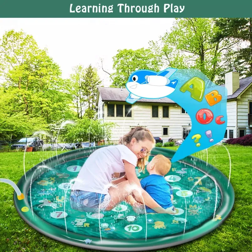 Cross-Border Amazon New Water Spray Mat Children′s Lawn Game Mat PVC Inflatable Water Spray Toy Splash Pad Sp1016