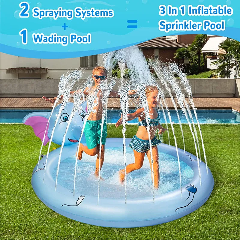 Elephant Swimming Wading Pool Outdoor Splash Play Mat Summer Toys
