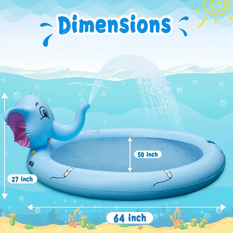 Elephant Swimming Wading Pool Outdoor Splash Play Mat Summer Toys