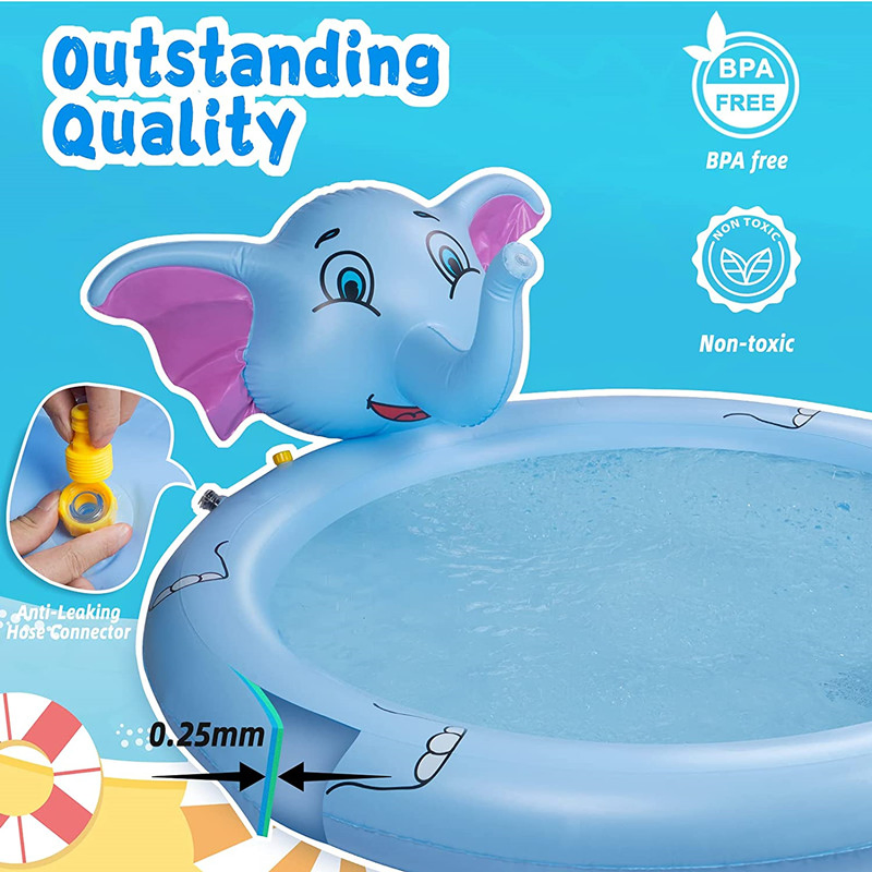 Elephant Swimming Wading Pool Outdoor Splash Play Mat Summer Toys