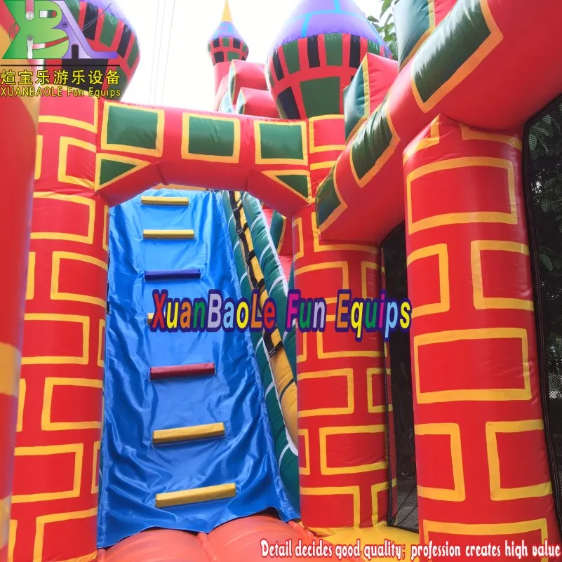 Export to Bolivia Lead Free Brick Castle Themed Inflatable Bouncy Castles with Slide Combo CE14960