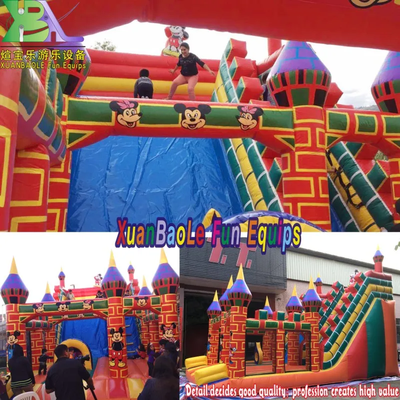Export to Bolivia Lead Free Brick Castle Themed Inflatable Bouncy Castles with Slide Combo CE14960