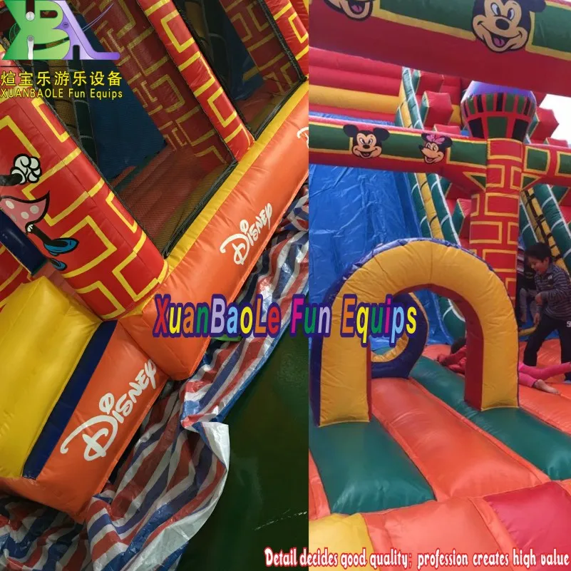 Export to Bolivia Lead Free Brick Castle Themed Inflatable Bouncy Castles with Slide Combo CE14960
