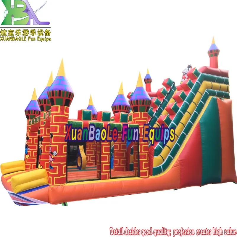 Export to Bolivia Lead Free Brick Castle Themed Inflatable Bouncy Castles with Slide Combo CE14960