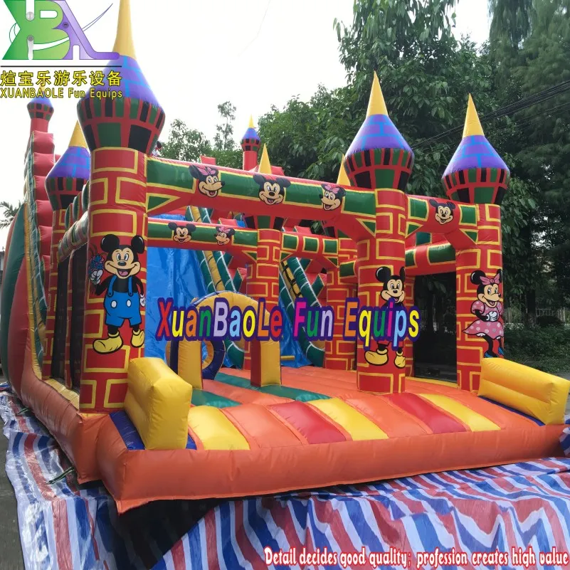 Export to Bolivia Lead Free Brick Castle Themed Inflatable Bouncy Castles with Slide Combo CE14960