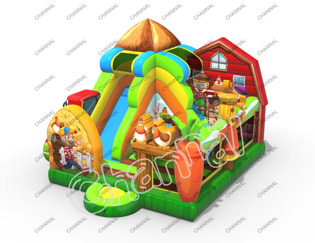 High Quality Commercial Bouncy House Combo Funhouse with Slide Inflatable Bouncer with Slide Inflatable Obstacle Course for Sale