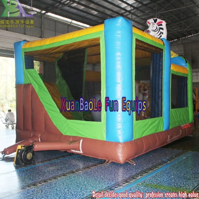 Inflatable Jungle Bounce House Combo for Kids / Inflatable Zoo Jumper Play House