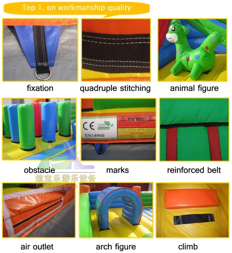 Inflatable Jungle Bounce House Combo for Kids / Inflatable Zoo Jumper Play House