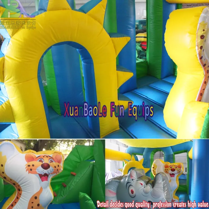 Inflatable Jungle Bounce House Combo for Kids / Inflatable Zoo Jumper Play House