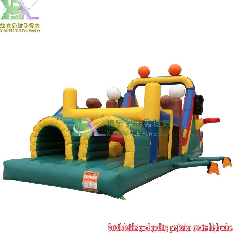 Kids Adults Commercial Game Equipment 40 Feet Inflatable Obstacle Sports Theme Obstacle Assult