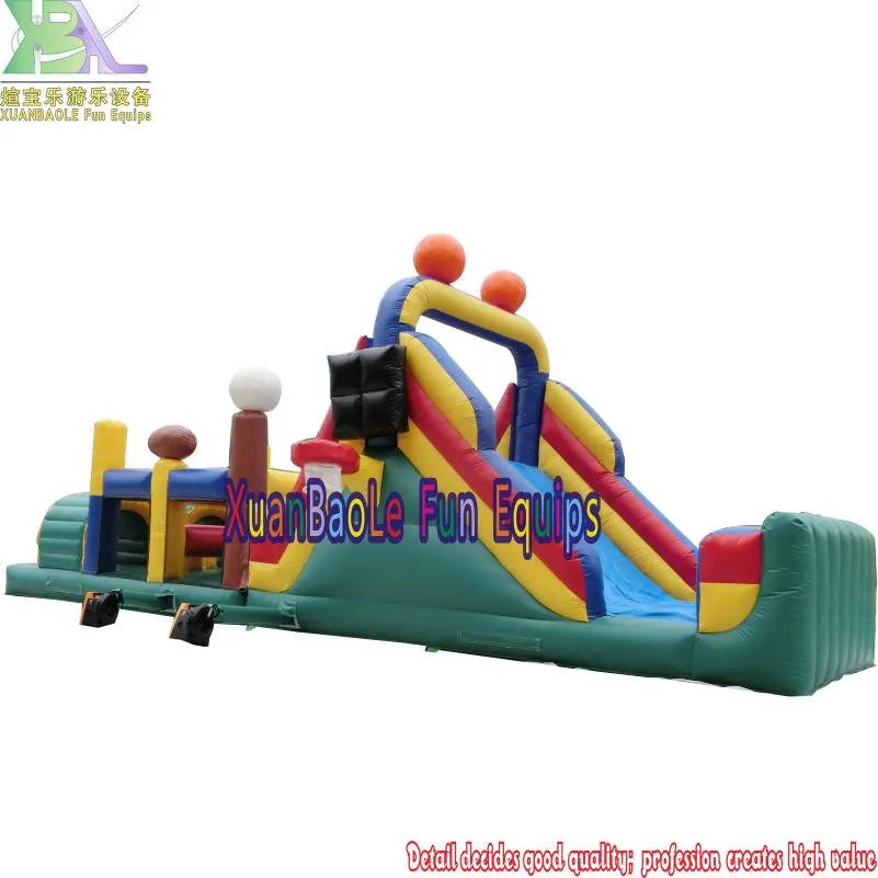 Kids Adults Commercial Game Equipment 40 Feet Inflatable Obstacle Sports Theme Obstacle Assult
