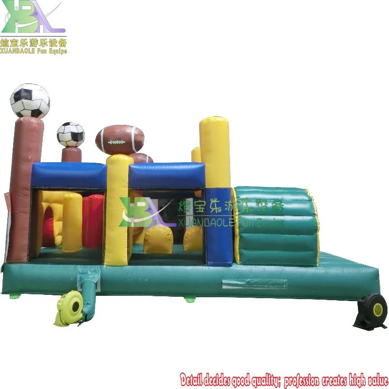 Kids Adults Commercial Game Equipment 40 Feet Inflatable Obstacle Sports Theme Obstacle Assult