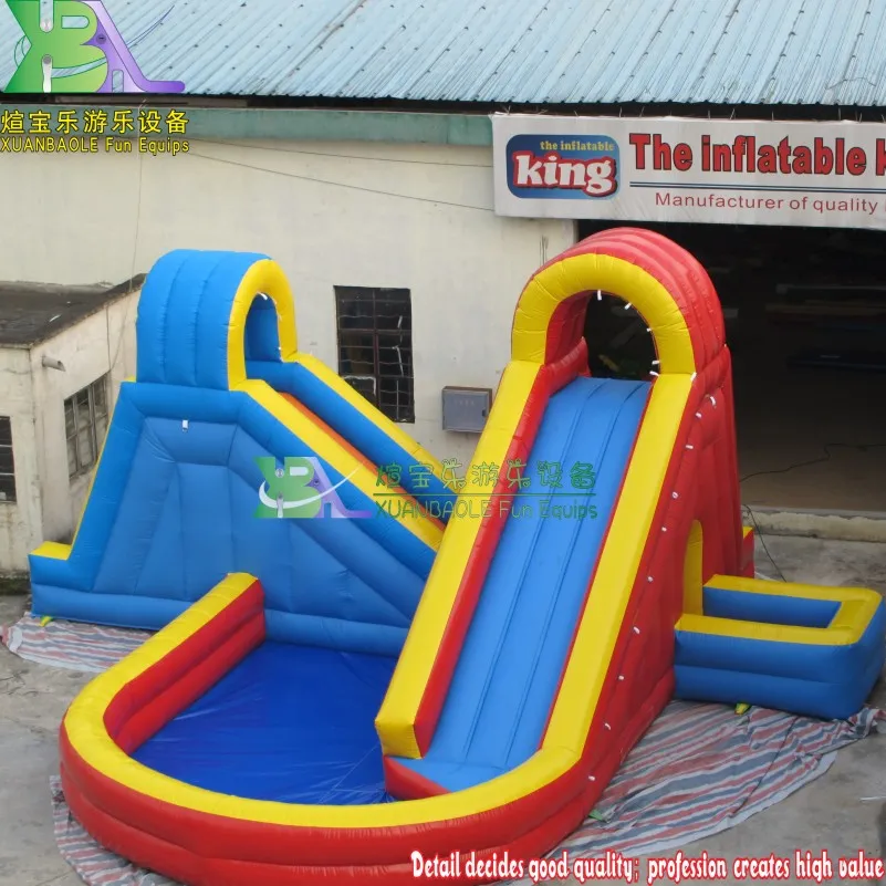 Mall Used Rush Twist Inflatable Water Slide with Small Pool, First Grade Inflatable Water Slides for Parties