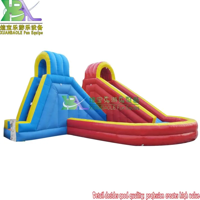 Mall Used Rush Twist Inflatable Water Slide with Small Pool, First Grade Inflatable Water Slides for Parties