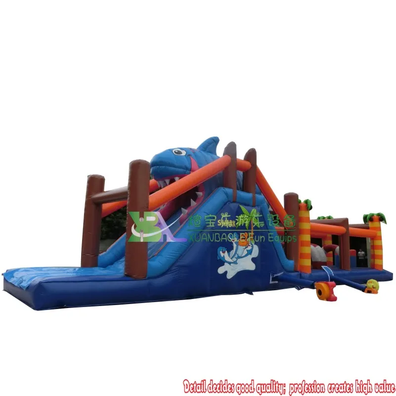 Outdoor Animal Inflatable Shark Challenge Game Obstacle Course for Kids