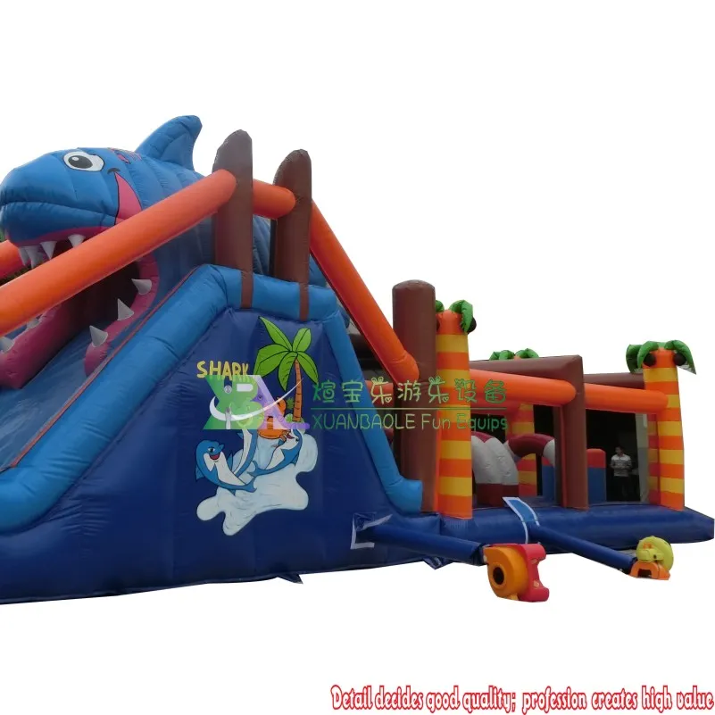 Outdoor Animal Inflatable Shark Challenge Game Obstacle Course for Kids