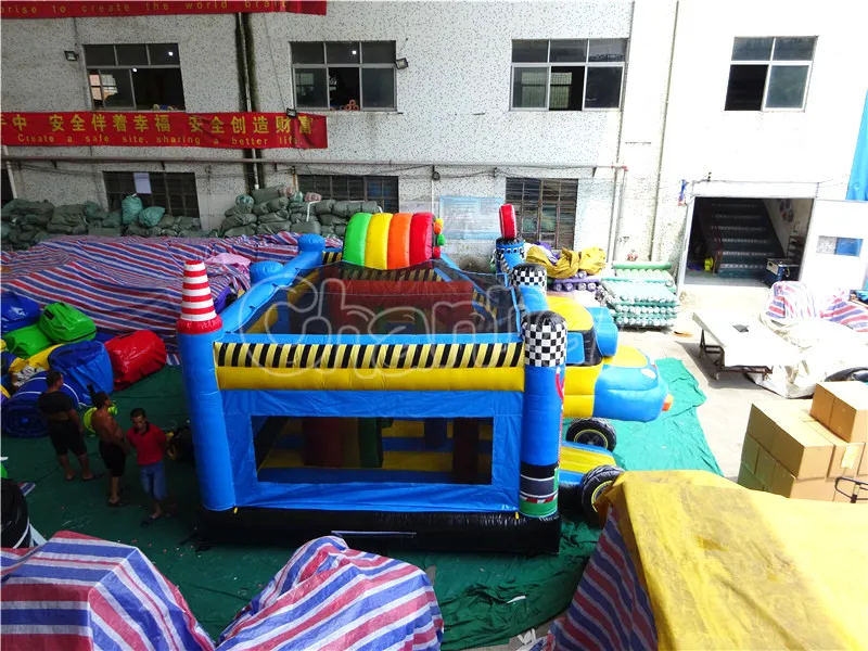 Outdoor Commercial Good Quality Bouncy Castle Inflatable Race Car Jumping Castle Combo for Kids Chb1348