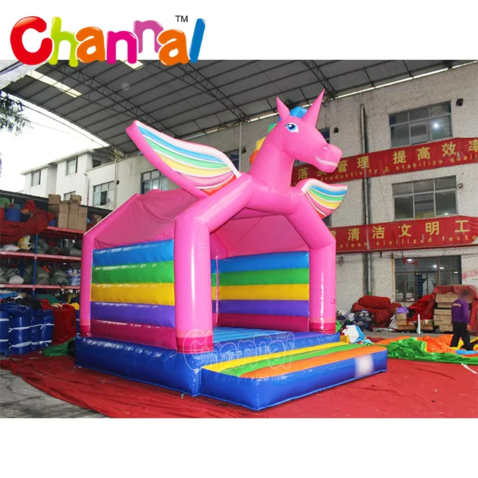 Pink Inflatable Air Castle Unicorn Inflatable Castle for Kids
