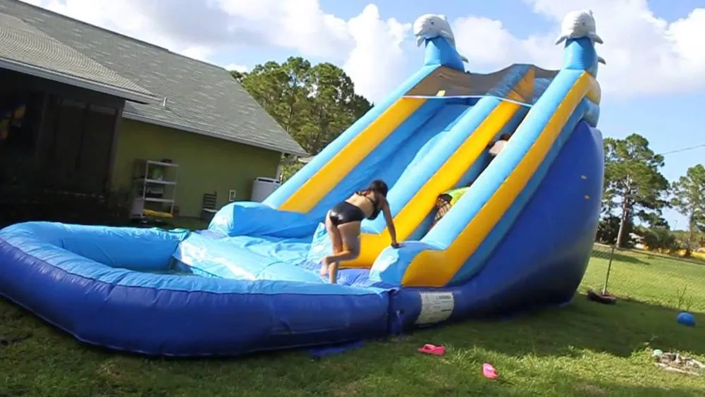 PVC Outdoor Amusement Toy Inflatable Bouncer Water Slide with Pool Bouncy Sliding