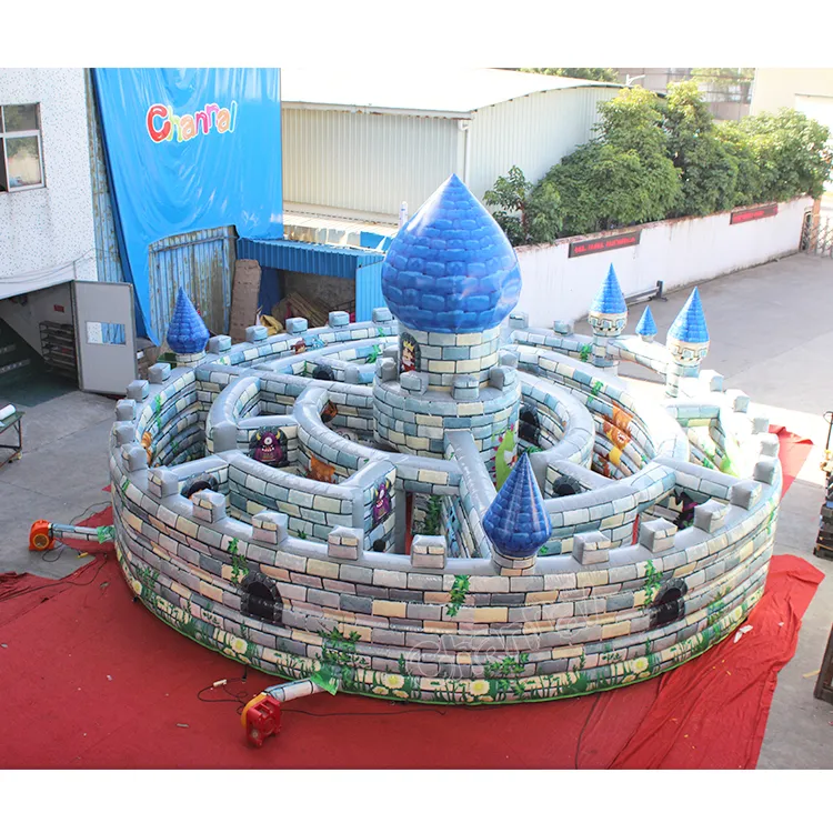 Round Halloween Princess Rescue Haunted Inflatable Maze