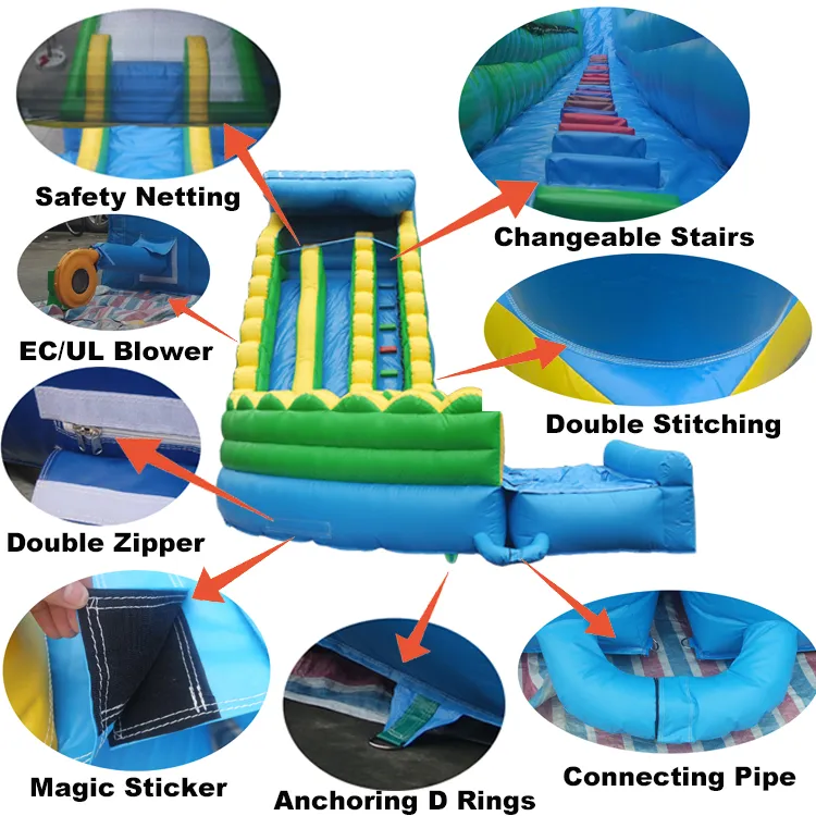 Single Lane PVC Water & Dry Slides with Blower Motor, Sea World Inflatable Shark Slide